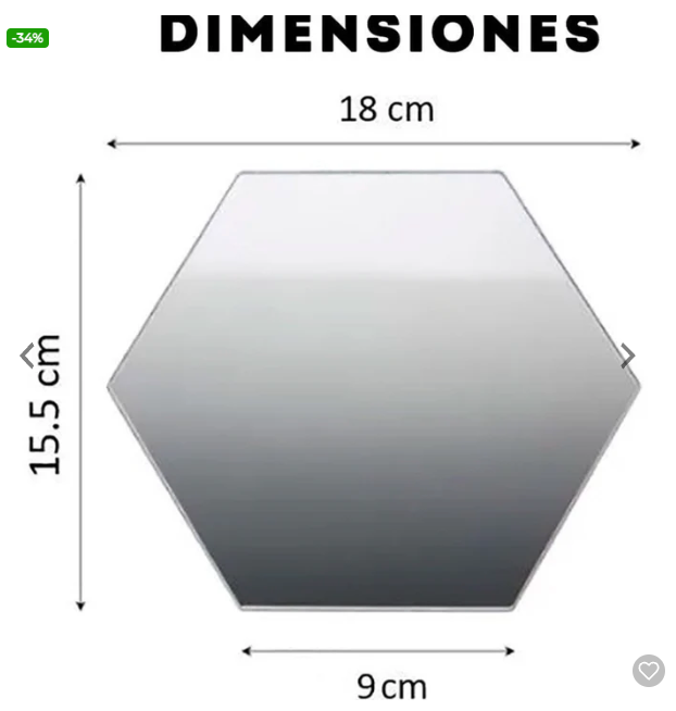 Espejo Hexagonal "ReflejaTuEstilo - 12 UNIDADES