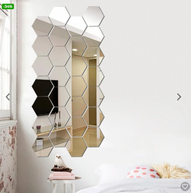 Espejo Hexagonal "ReflejaTuEstilo - 12 UNIDADES